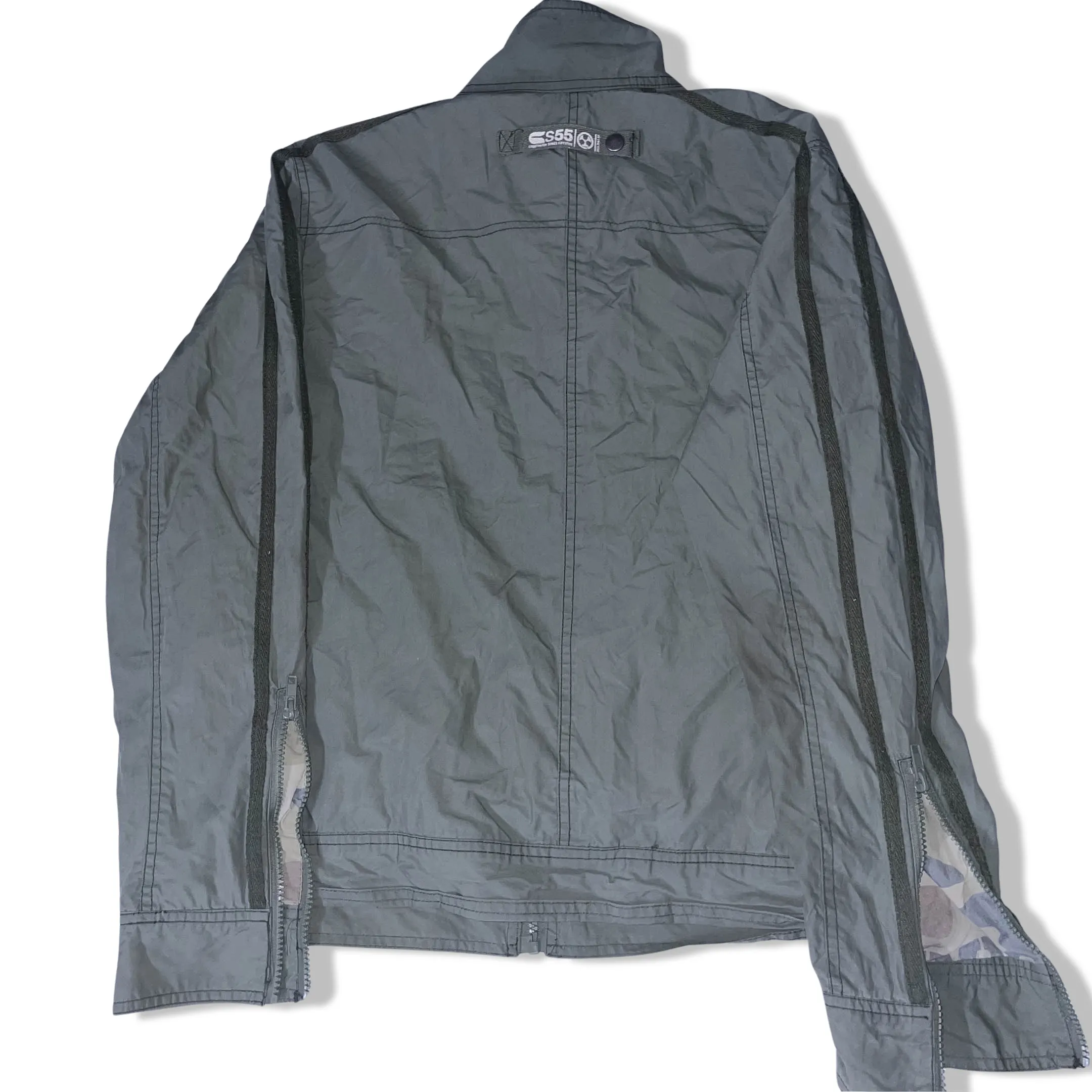 Vintage Crosshatch mens medium Army green military full zip up jacket