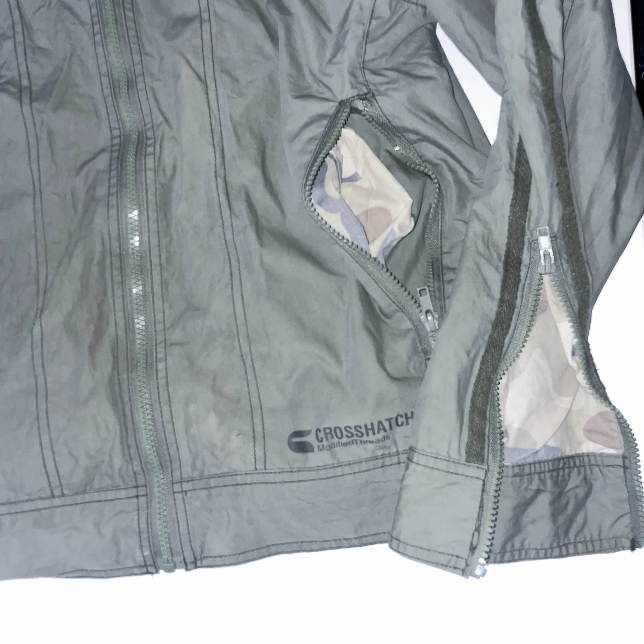 Vintage Crosshatch mens medium Army green military full zip up jacket