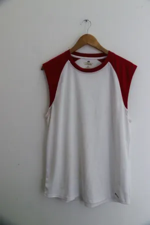 Vintage red and white mens large sleeveless tees