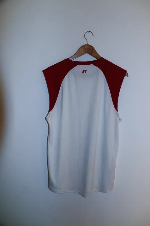 Vintage red and white mens large sleeveless tees