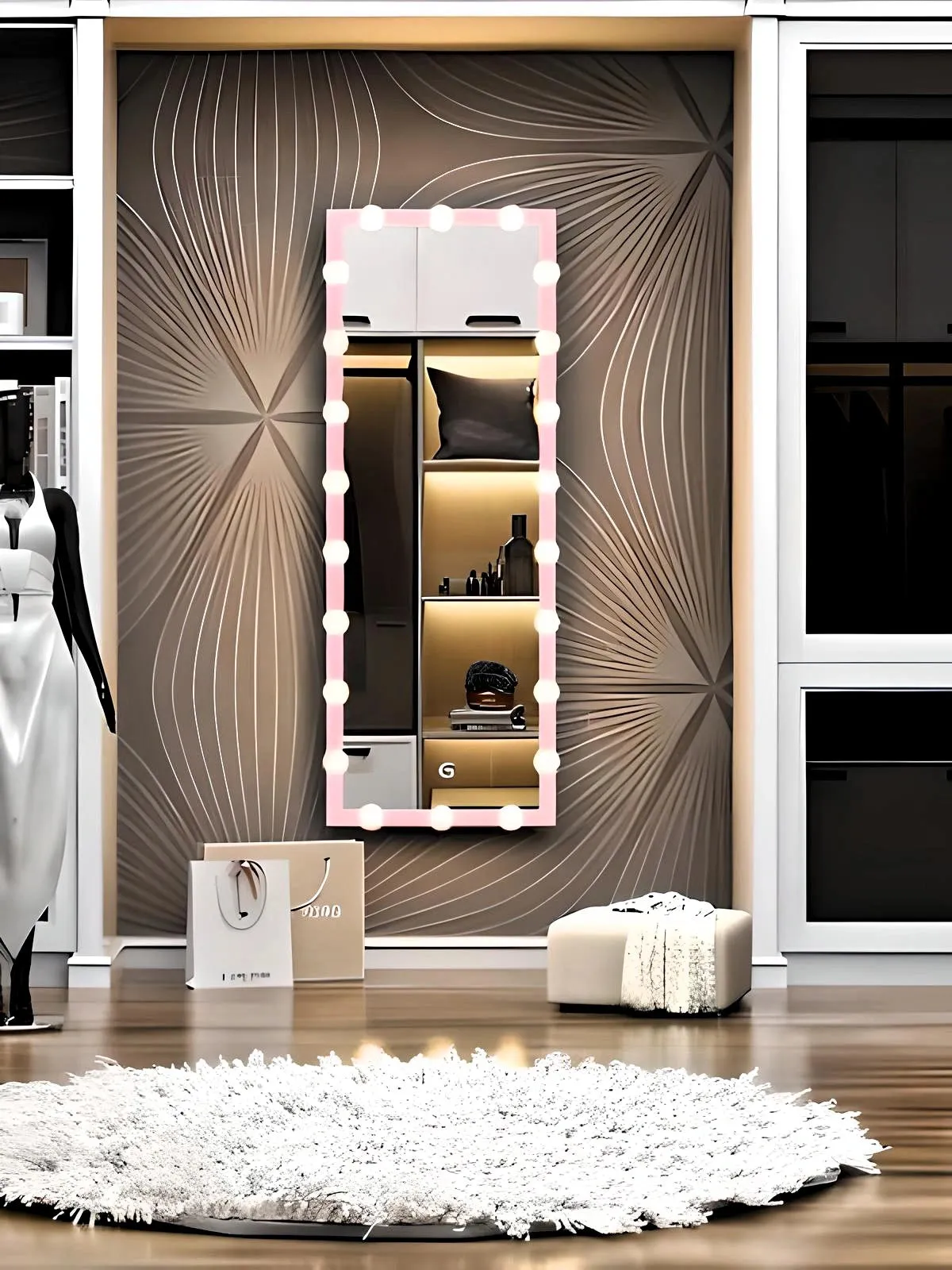 Wardrobe Modern LED Bulb Mirror