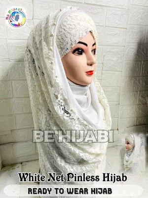 White Net Pinless Hijab