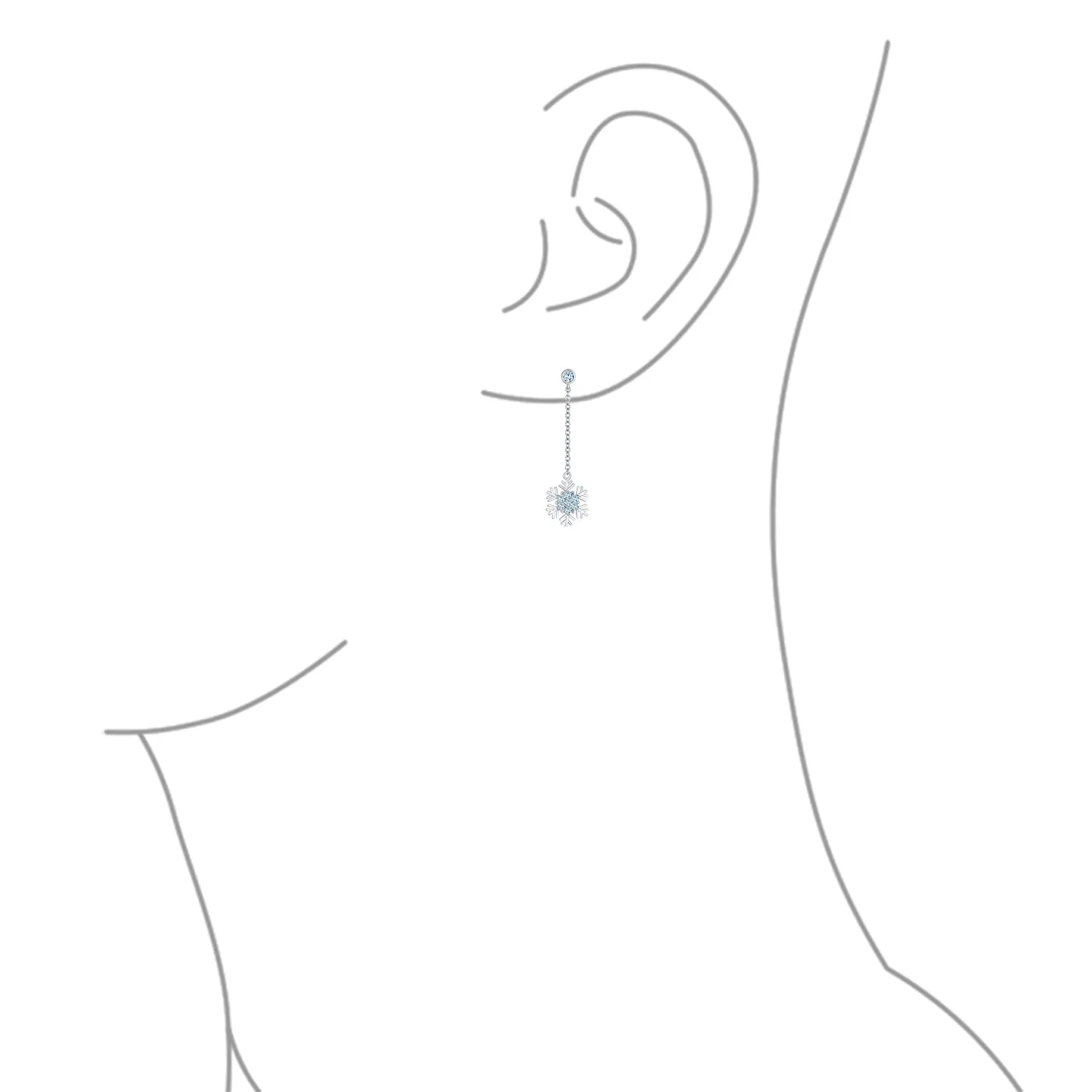 Winter Ice Blue Cubic Zirconia Snowflake Dangle Chandelier Earrings Sterling Silver