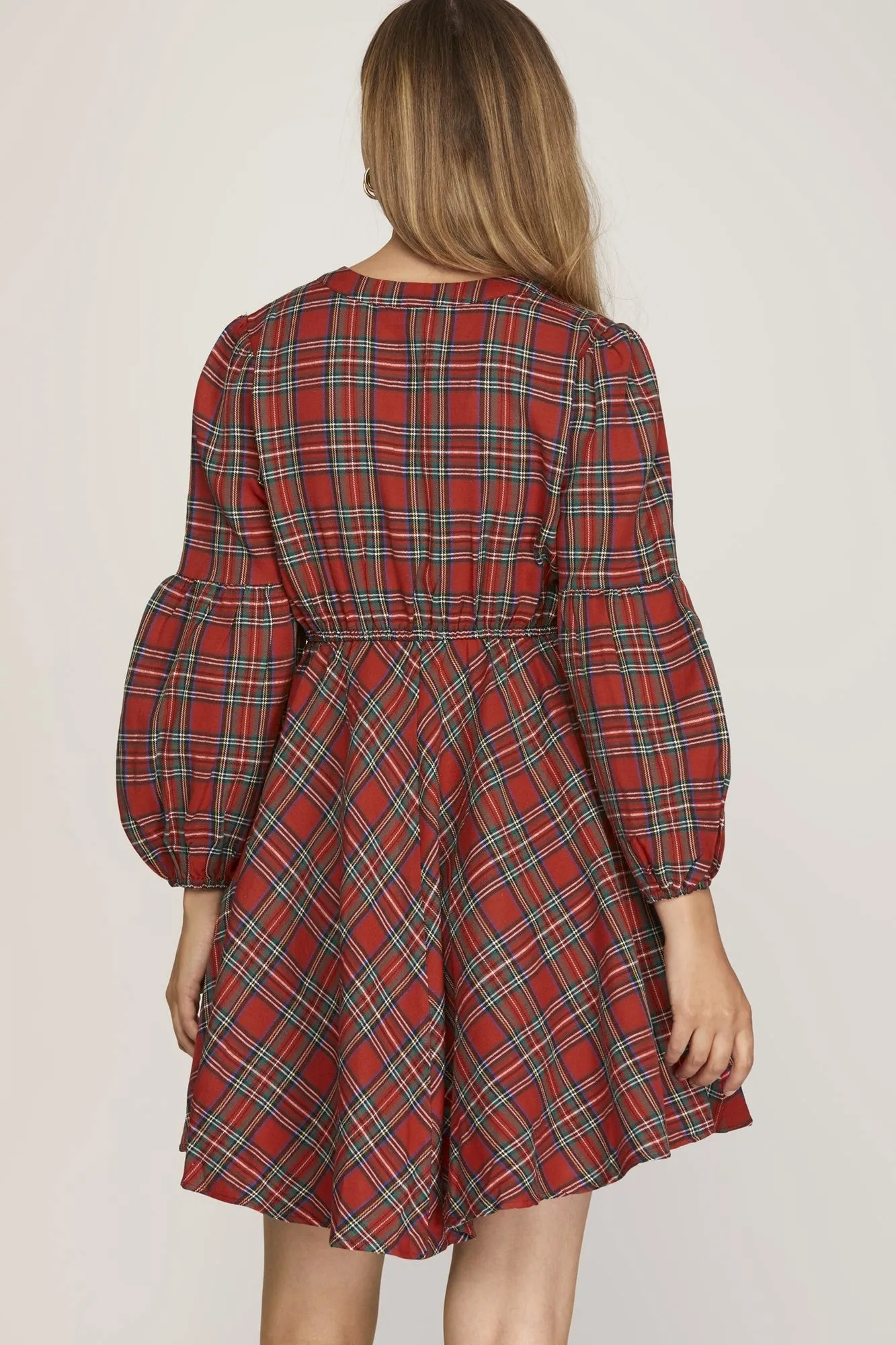 Winter Wishes Plaid Dress - Red