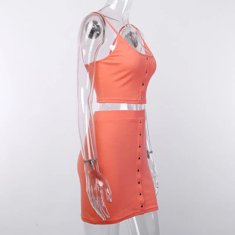 Women's Casual O-Neck Elastic Solid Two-Piece Dress