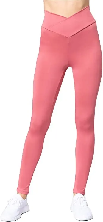 Women's Cross V Waist Band Althletic Workout Full Length Yoga Pants