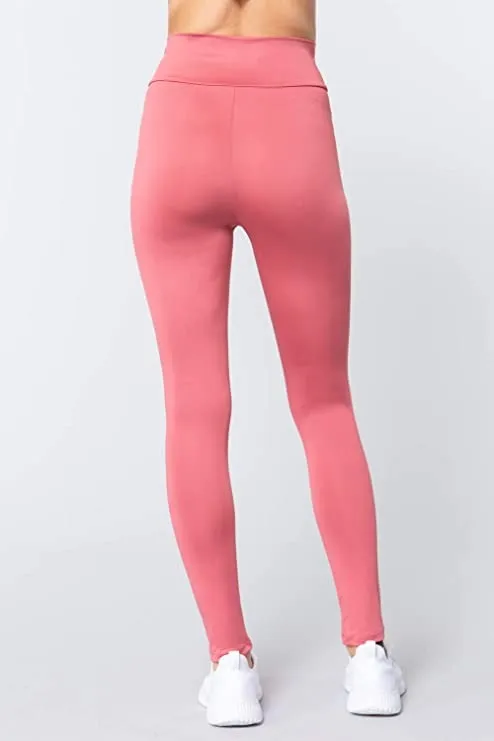 Women's Cross V Waist Band Althletic Workout Full Length Yoga Pants