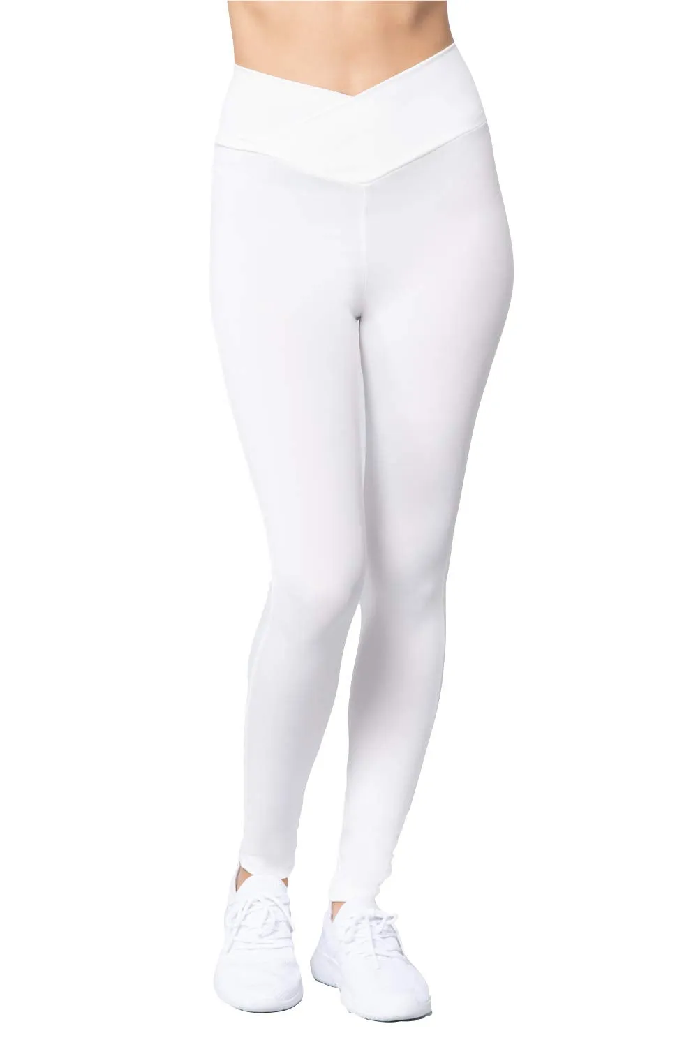 Women's Cross V Waist Band Althletic Workout Full Length Yoga Pants