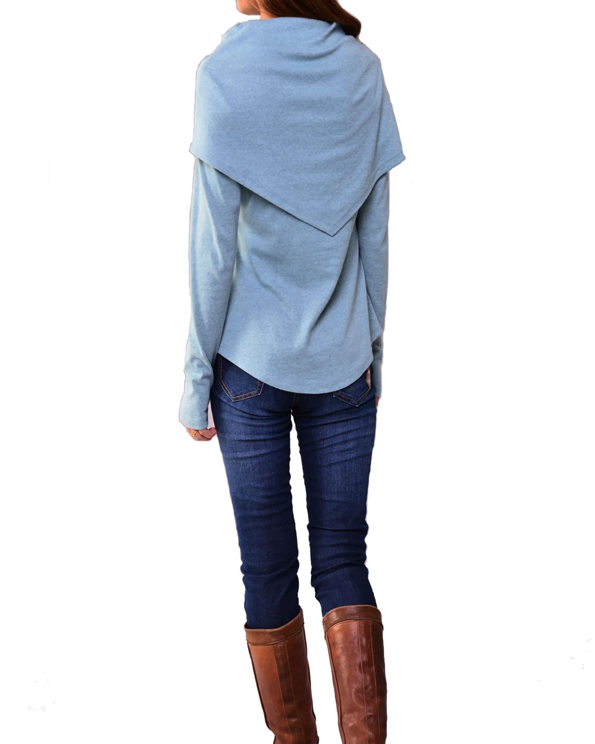 Women's long sleeve cotton top/bottoming shirt/ customized top/Asymmetric t-shirt(Y1018)