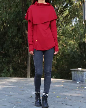 Women's long sleeve cotton top/bottoming shirt/ customized top/Asymmetric t-shirt(Y1018)