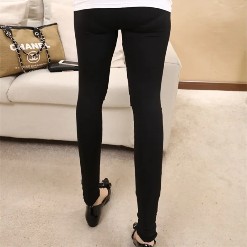 Women's Patchwork Mid-Waist Long Skinny Leggings