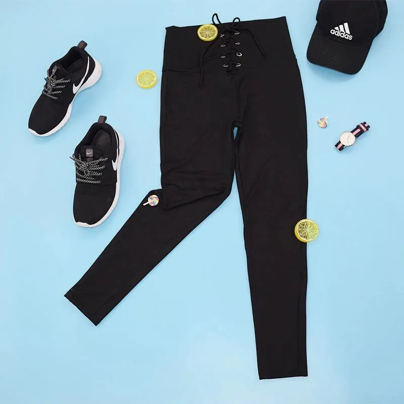 Women's Spring/Autumn High Waist Lace-Up Skinny Leggings