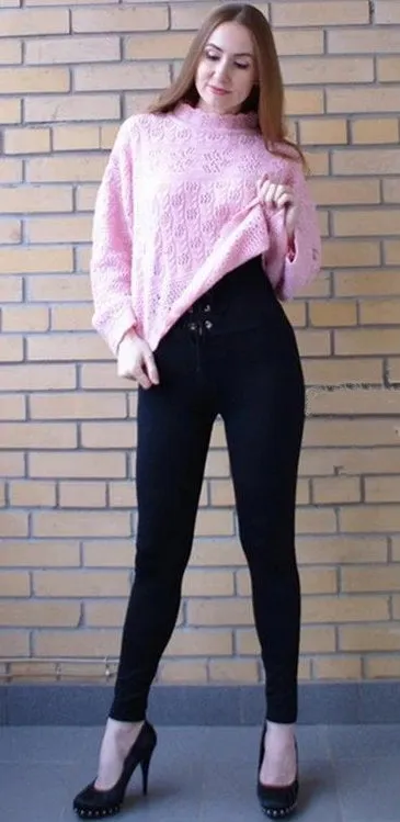 Women's Spring/Autumn High Waist Lace-Up Skinny Leggings