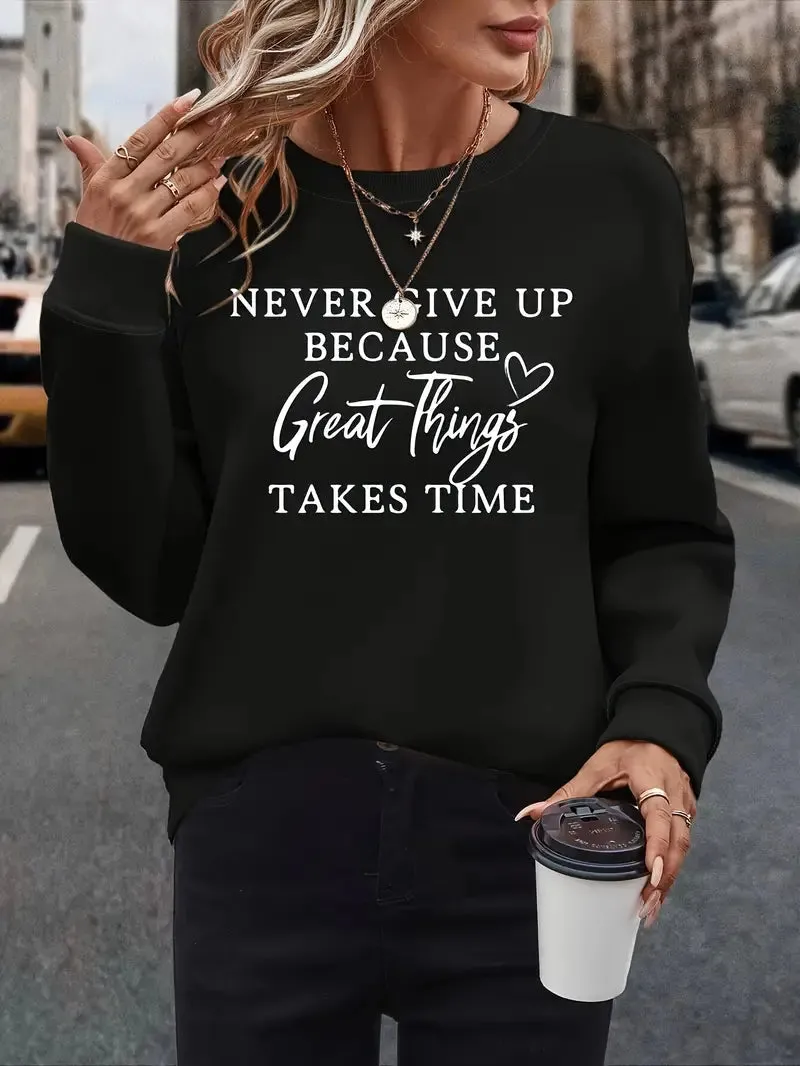 Women's Stylish Sweatshirt with Signature Lettering Design | Ideal for Autumn/Winter