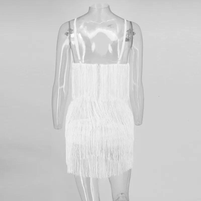Women's Summer Polyester Sheath V-Neck Mini Dress With Tassels