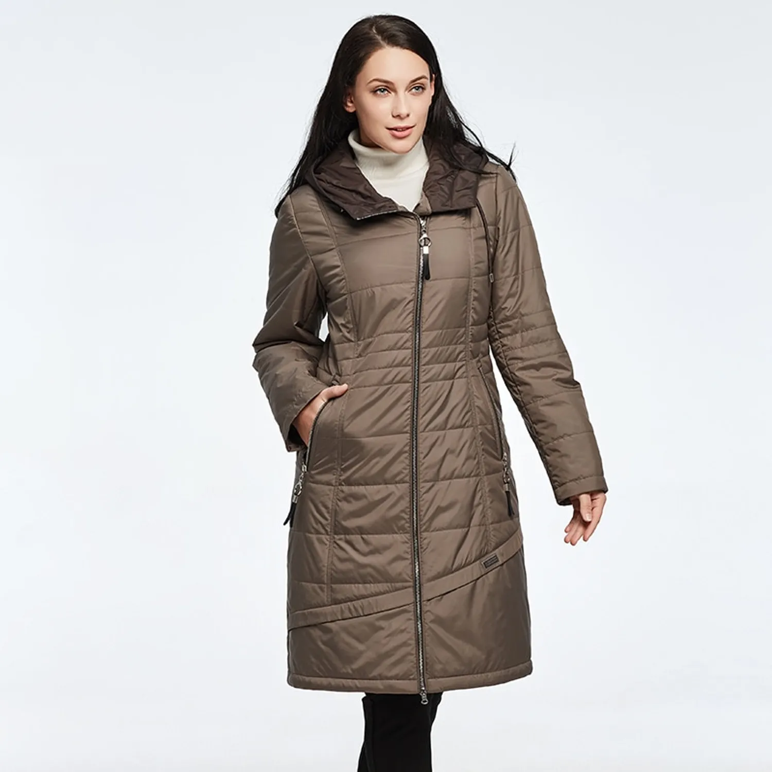 Women's Winter Hooded Solid Parka | Plus Size