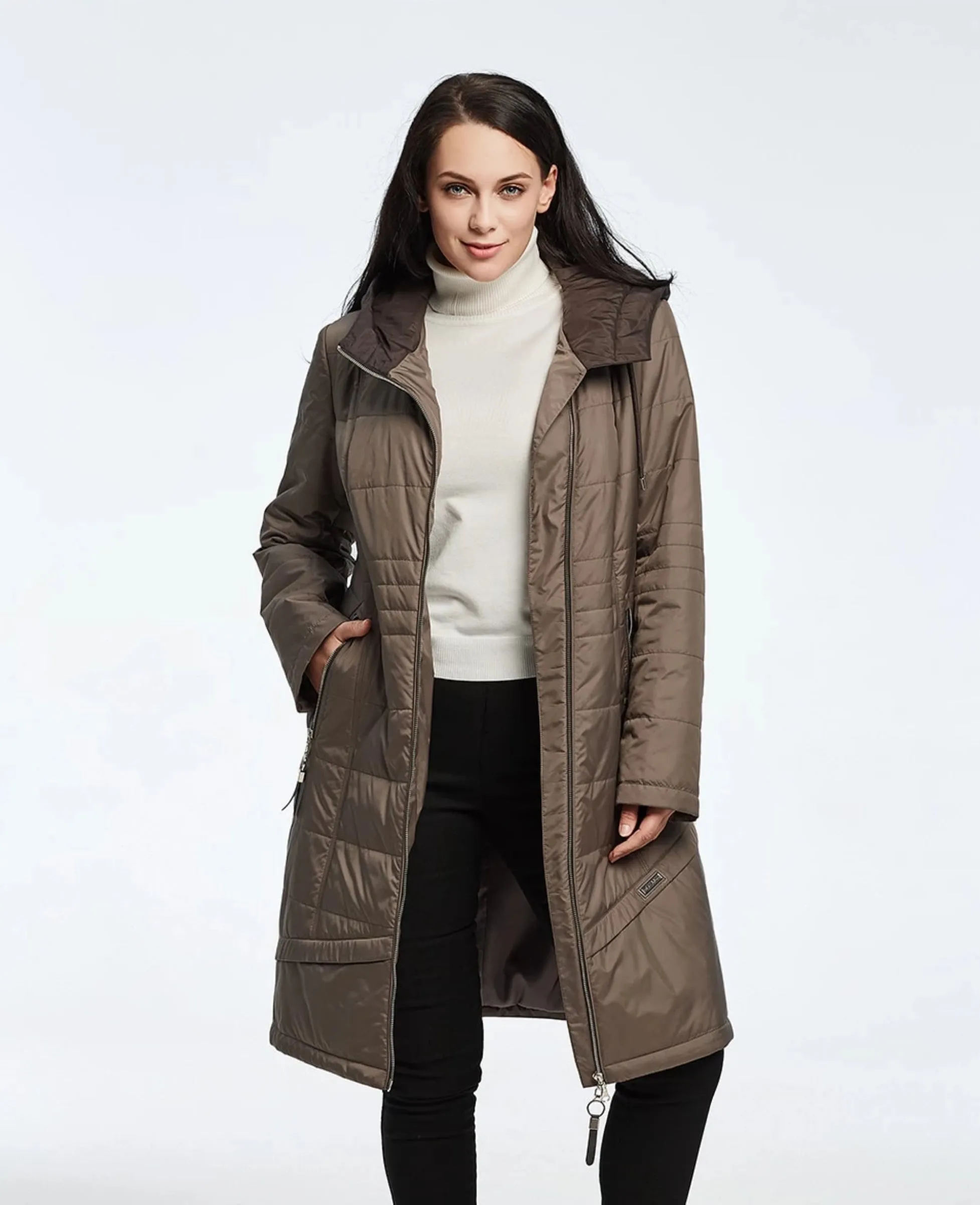 Women's Winter Hooded Solid Parka | Plus Size