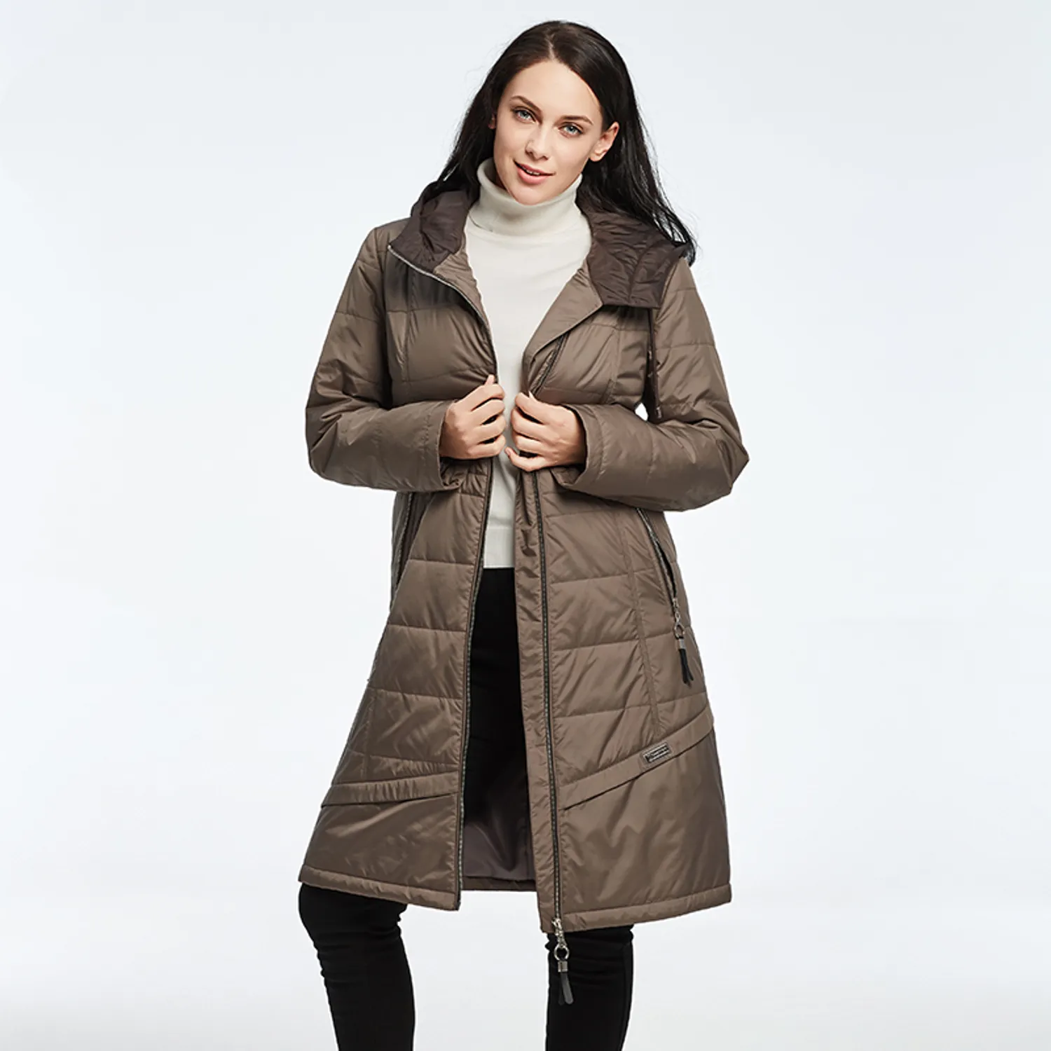 Women's Winter Hooded Solid Parka | Plus Size