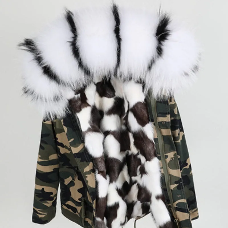 Women's Winter Hooded Thick Short Parka With Fox Fur