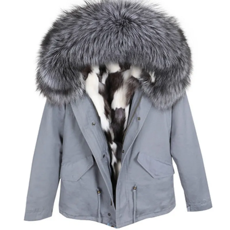 Women's Winter Hooded Thick Short Parka With Fox Fur