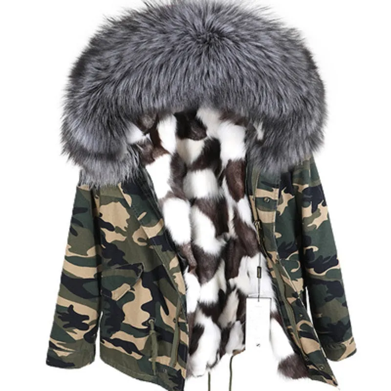 Women's Winter Hooded Thick Short Parka With Fox Fur
