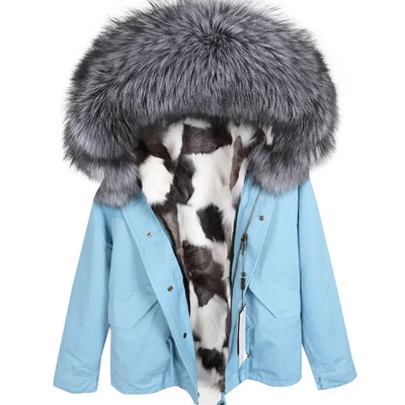 Women's Winter Hooded Thick Short Parka With Fox Fur