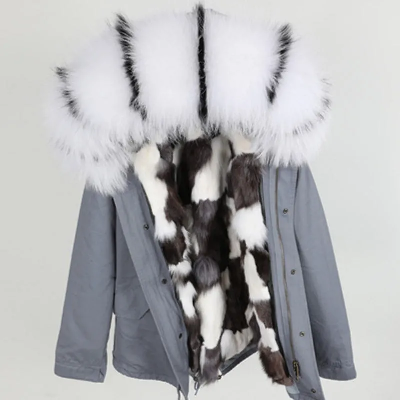 Women's Winter Hooded Thick Short Parka With Fox Fur