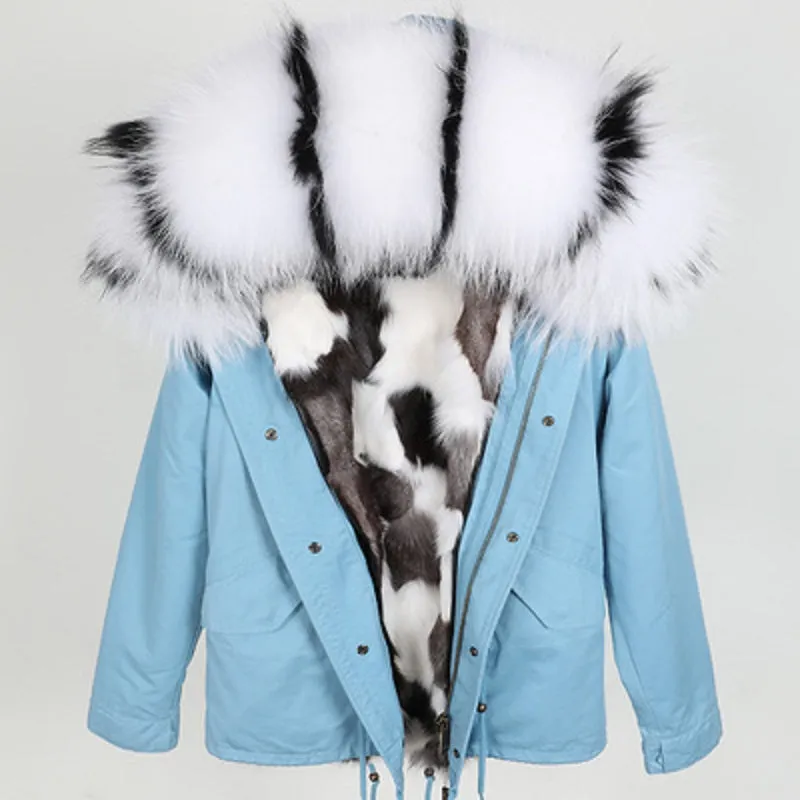 Women's Winter Hooded Thick Short Parka With Fox Fur
